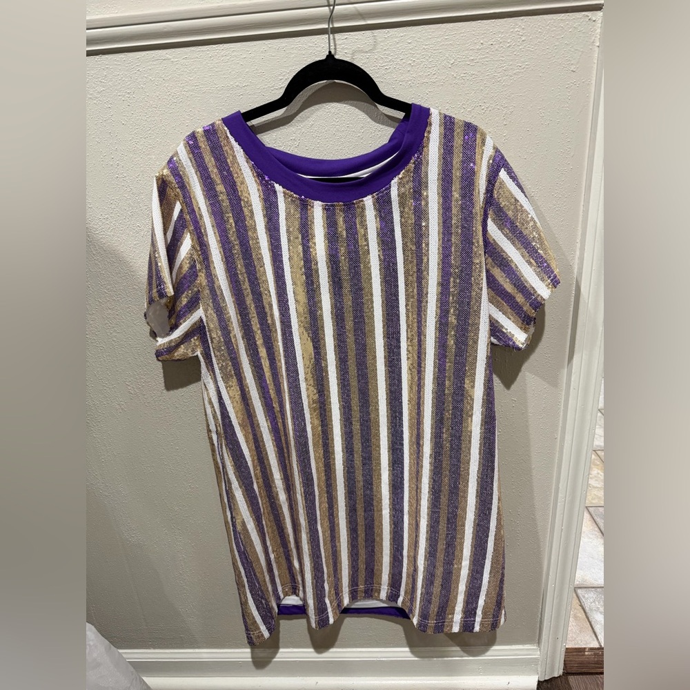 Striped Purple and Gold Women's Dress